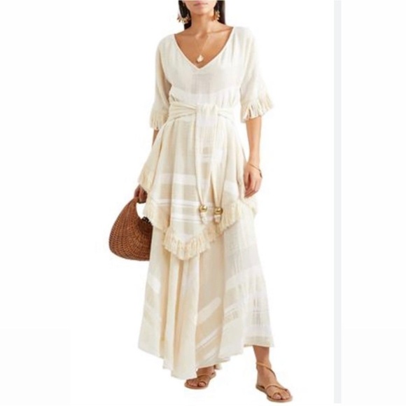 Lisa Marie Fernandez Laura Laura Fringed Tiered Cotton Gauze Maxi Dress … - Picture 1 of 15